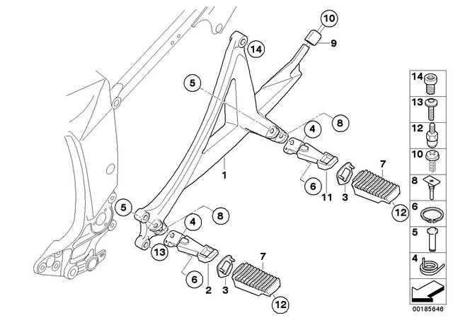 46717681421 - : Footrest, Left for BMW-Motorrad Image