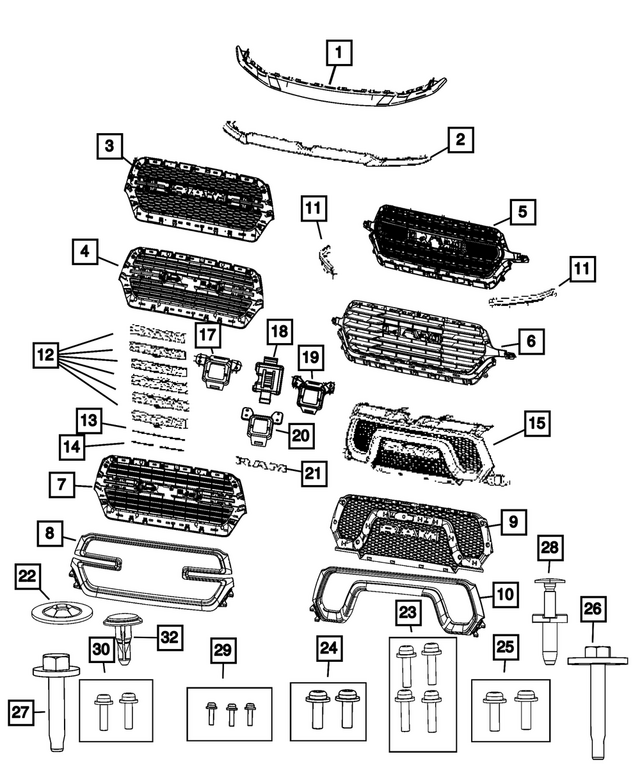 68404993AD - : Radiator Grille for Mopar Image