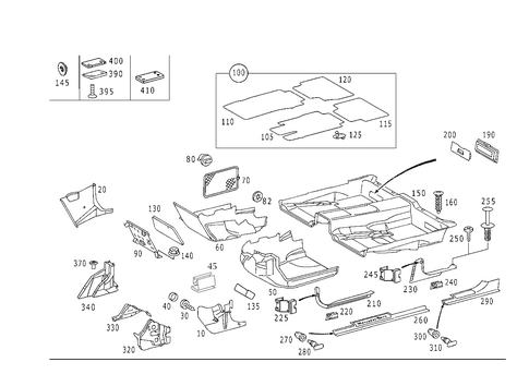 Front Panel Pillar Panelling, Lining on Floor and Footrest for 2001 Mercedes-Benz S430 #0