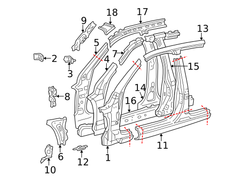 Hinge Pillar for 2005 Lexus IS300 #1