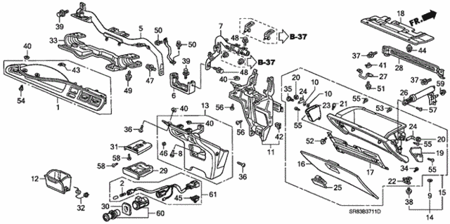 Instrument Panel Garnish (2) for 1993 Honda Civic #0