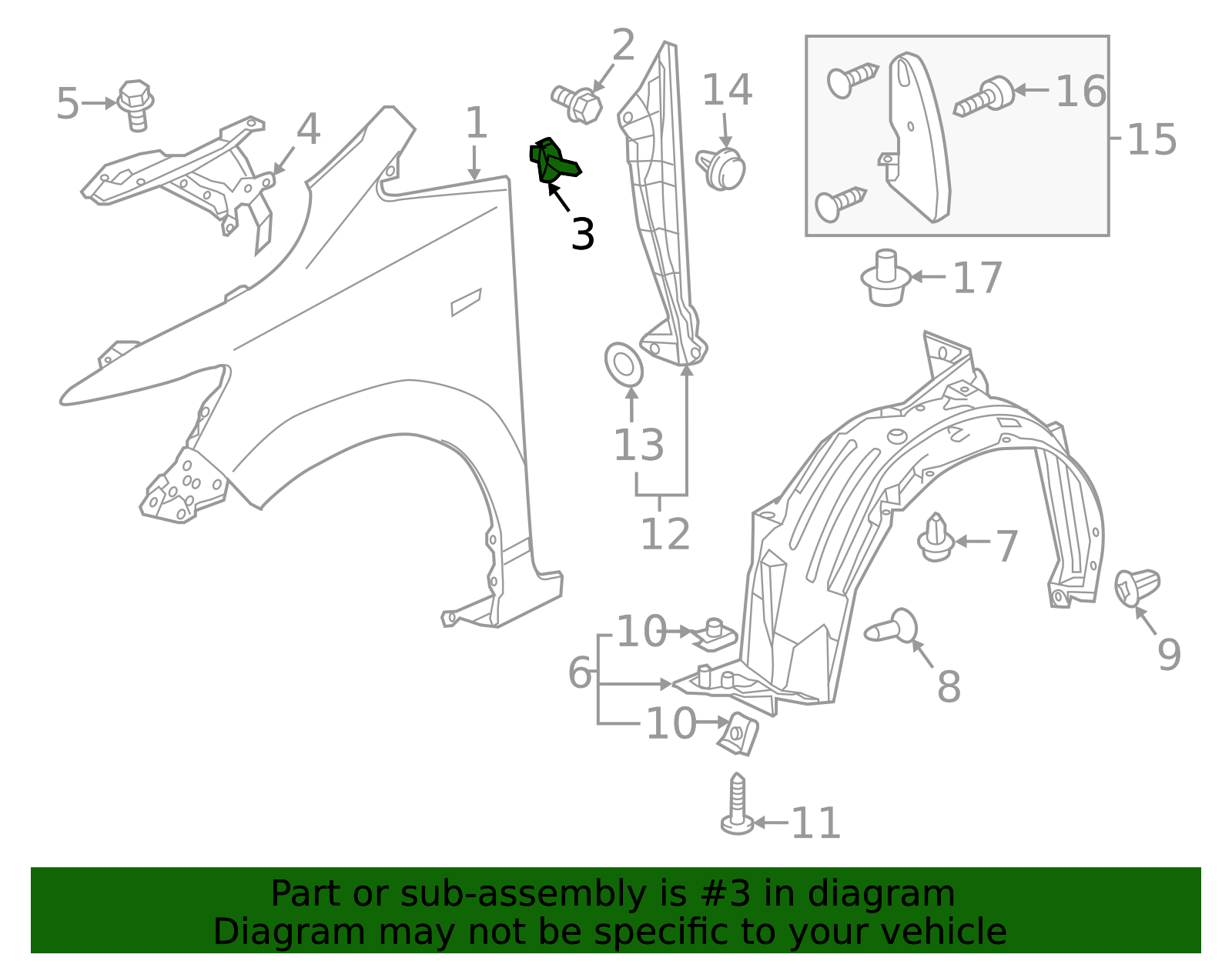 2015-2020 Honda Fit Fender Clip 91504-T5A-003 | OEM Parts Online