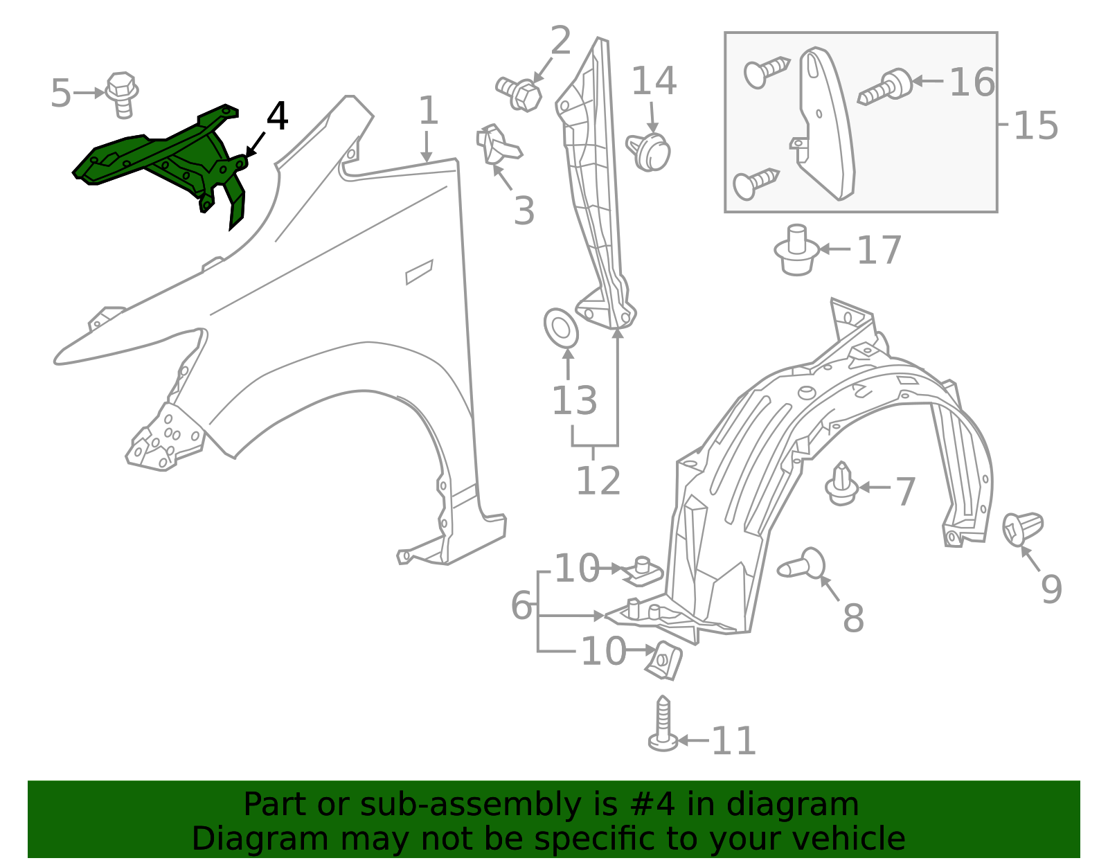 60640-T5R-A00ZZ - Bracket R Front Fender - 2015-2020 Honda Fit