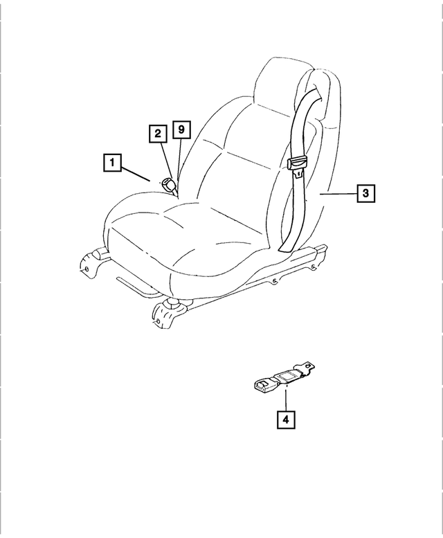 PW641T5AD - : Front Outer Seat Belt, Right for Mopar Image