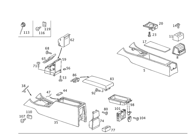 2028100030 - Panelling: Ashtray for Mercedes-Benz: C220, C230, C280, C43 AMG Image image