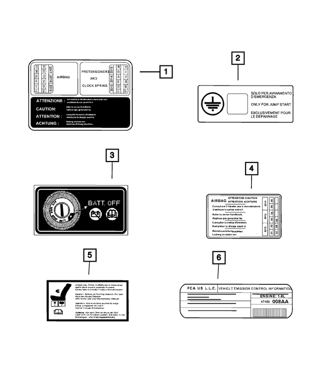 68100658AA - Labels: Battery Jump Start Label for Mopar Image image