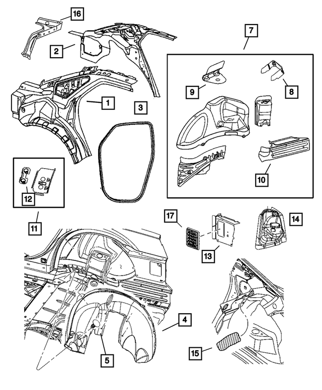 5135902AE - Body Sheet Metal Except Doors: Body Side Aperture Rear Panel, Right for Mopar Image