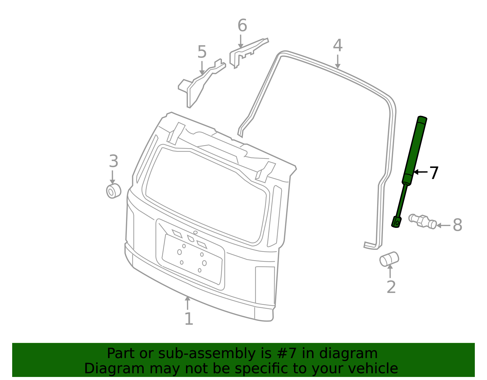 2009-2015 Honda Pilot 09-15 Honda Pilot Tailgate Open Stay 74820