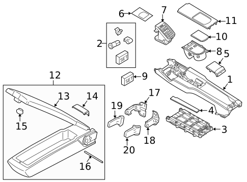 Rear Console for 2012 Porsche Panamera #1