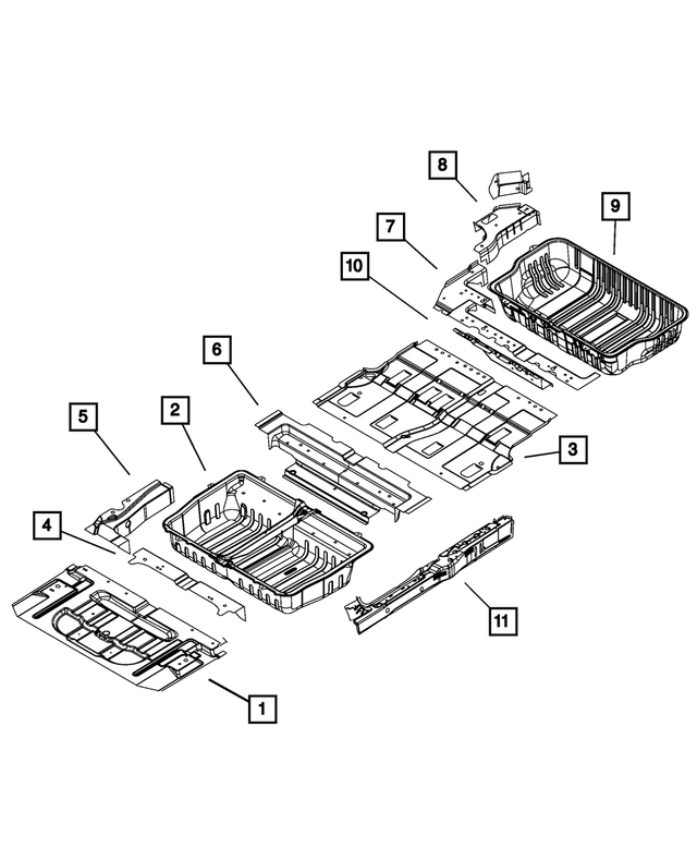 68032356AB - Body Sheet Metal Except Doors: Rear Floor Pan Side Rail, Right for Mopar Image