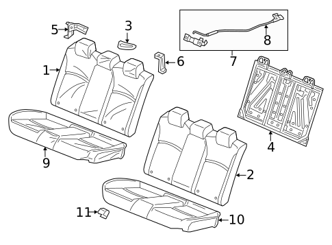 Rear Seat Components for 2021 Honda Insight #1
