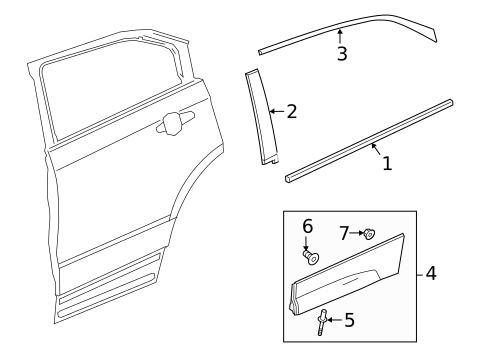 Exterior Trim - Rear Door for 2022 Cadillac XT4 #0