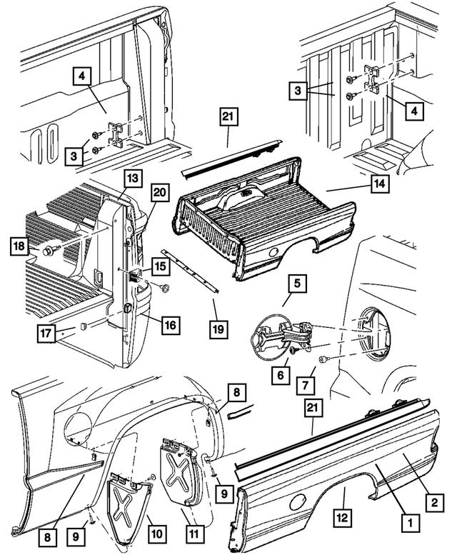 55112211AA - Body Sheet Metal Except Doors: Box Side Outer Panel, Left for Mopar Image