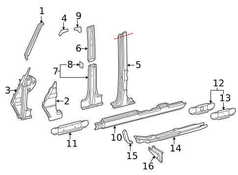 Hinge Pillar for 2009 Mercedes-Benz G550 #0