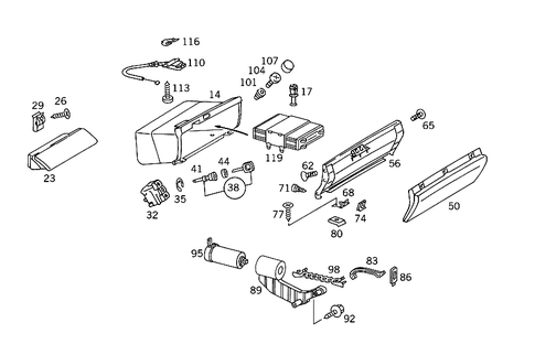 Glove Compartment and Spectacle Shelf in Instrument Panel for 1985 Mercedes-Benz 300SD #1