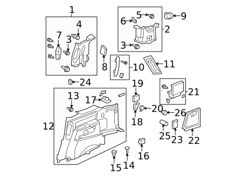 Interior Trim - Quarter Panels for 2011 Honda Pilot #0
