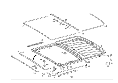 Sliding/Lifting Roof Frame for 1984 Mercedes-Benz 500SEC #0