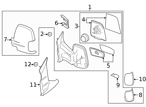 Spieg Driver Side Upper Mirror Glass – For 2020-2023 Ford Transit 150/250/350, Heated BSM