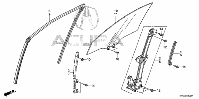 Front Door Glass  - Regulator for 2014 Acura TL #0