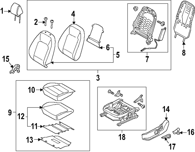88A30AABB0S7W - : Seat Back Assembly for Hyundai Image