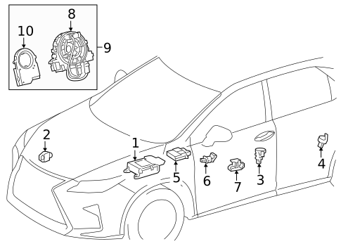 Air Bag Components for 2016 Lexus RX450h #1
