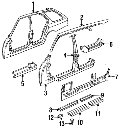 Center Pillar & Rocker for 1993 BMW 525iT #0