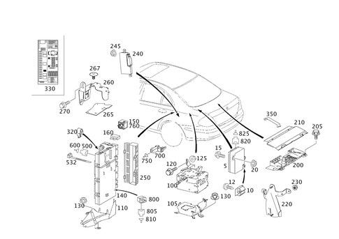 Control Modules and Relays in Load Compartment for 1994 Mercedes-Benz E500 #0