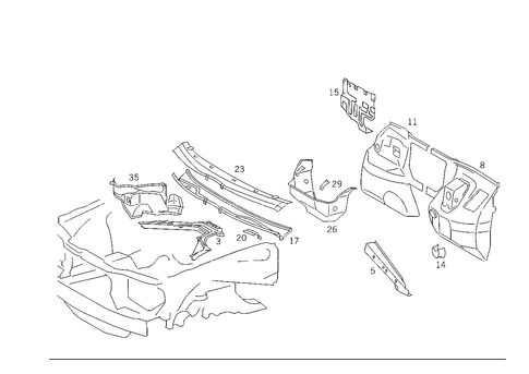 Fire Wall and Connection Parts for 1992 Mercedes-Benz 500E #0