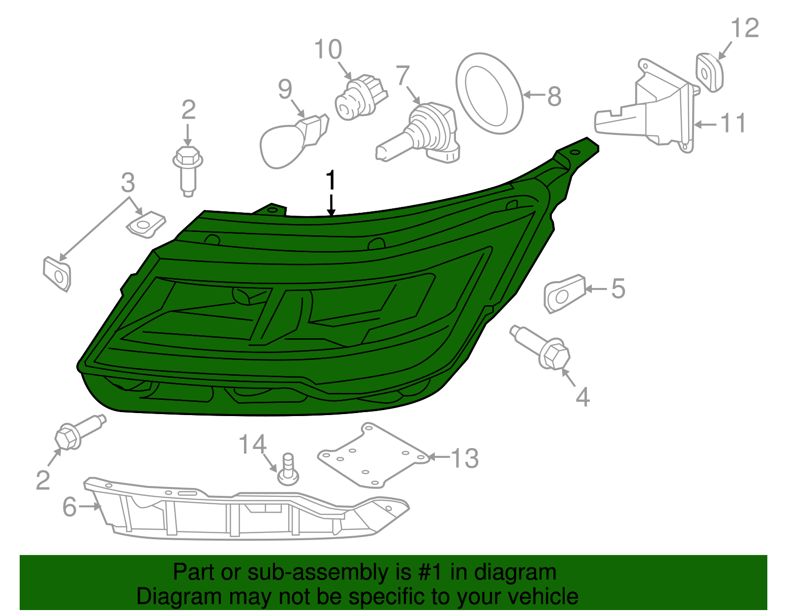 2018-2019 Ford Headlamp Housing - Driver's Side (LH) JB5Z