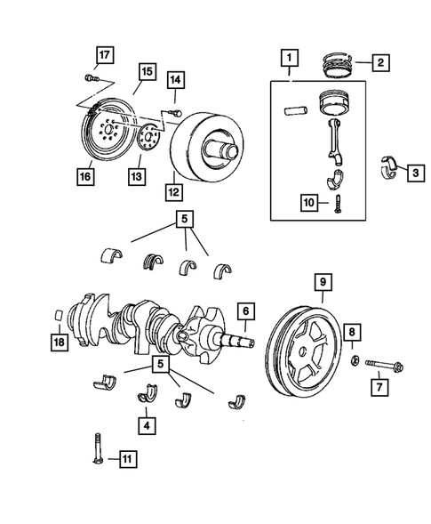 Crankshaft, Piston and Torque Converter for 2007 Jeep Wrangler #0
