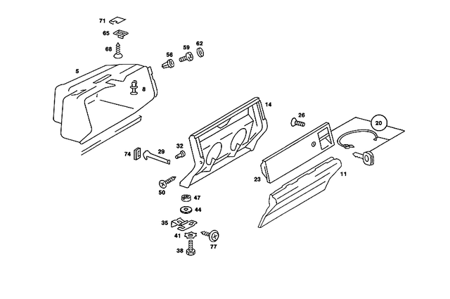 2016800291 - Panelling: Glove Compartment Housing for Mercedes-Benz: 190, 190D, 190E Image image