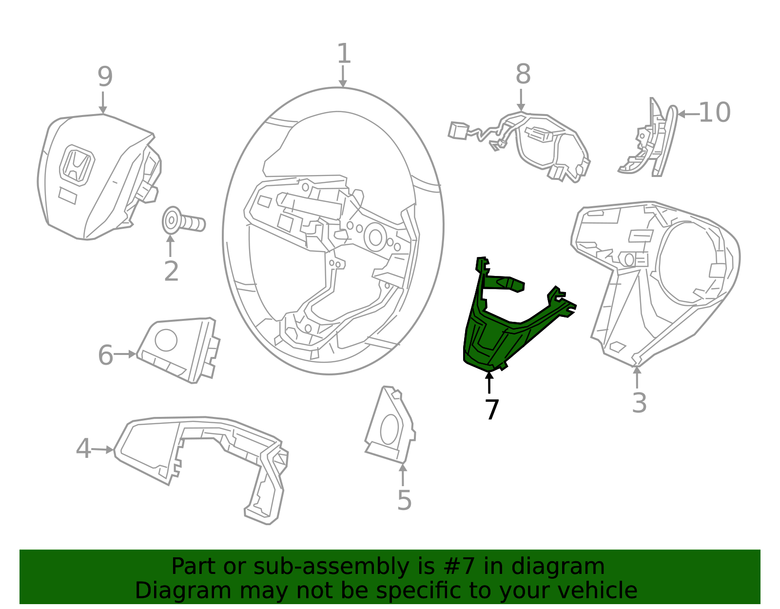 2017-2021 Honda Civic Steering Wheel Trim 78540-TBA-A10ZC | OEM Parts ...