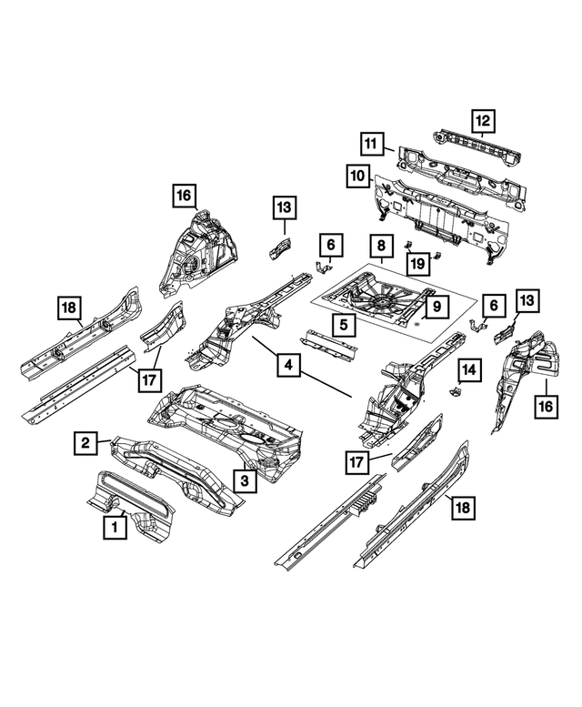 68472031AA - Body Sheet Metal Except Doors: Rear Floor Crossmember for Mopar Image