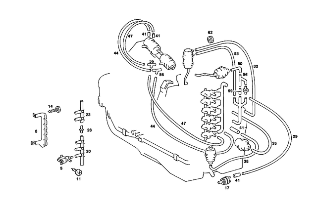 1268050614 - Vacuum System: Bracket for Mercedes-Benz: 300SE, 300SEL, 380SE, 380SEL, 560SEL Image image