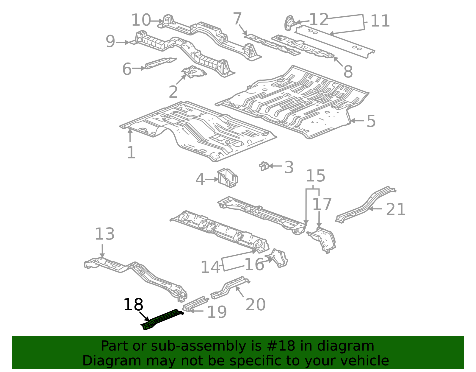 2021-2026 GM Underbody Inner Front Side Rail 84257692 GM ...