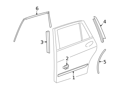 Exterior Trim - Rear Door for 2007 Mercedes-Benz R 63 AMG&reg; #0