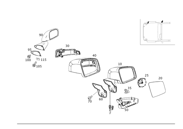 46381068169999 - Front Doors: Mirror, Outer for Mercedes-Benz Image image
