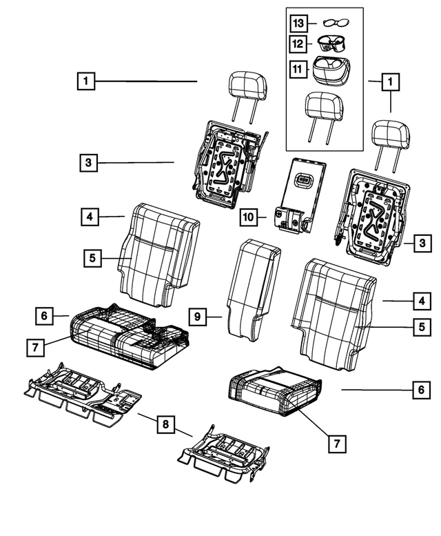 1UN01DX9AA - Interior Trim: Rear Headrest, Center for Mopar Image image