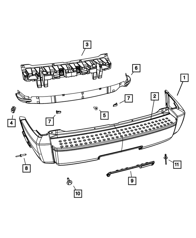 68003899AA - Frame, Bumper and Fascia: Rear Fascia for Mopar Image
