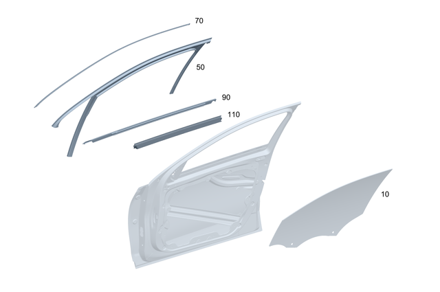 2067254900 - Front Door: Side Window Pane for Mercedes-Benz Image image