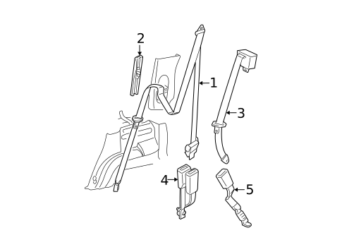 Rear Seat Belts for 2005 Mercury Mountaineer #1