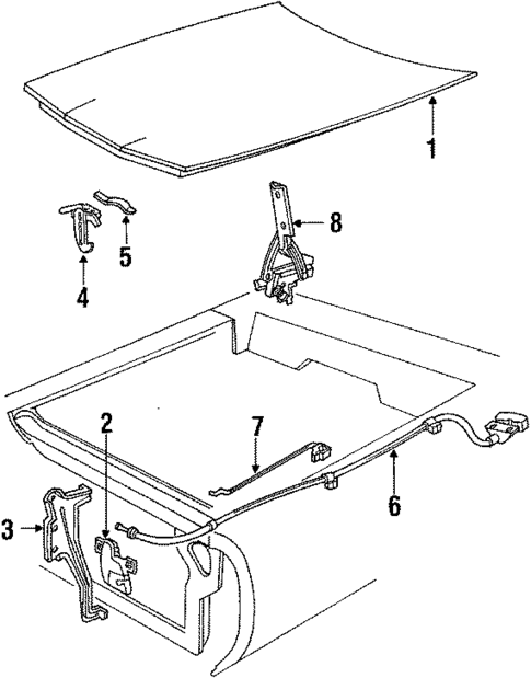 Hood & Components for 1986 Mercury Cougar #0