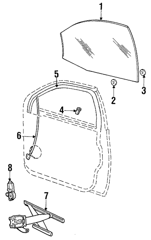Glass - Front Door for 1996 Mercury Sable #0