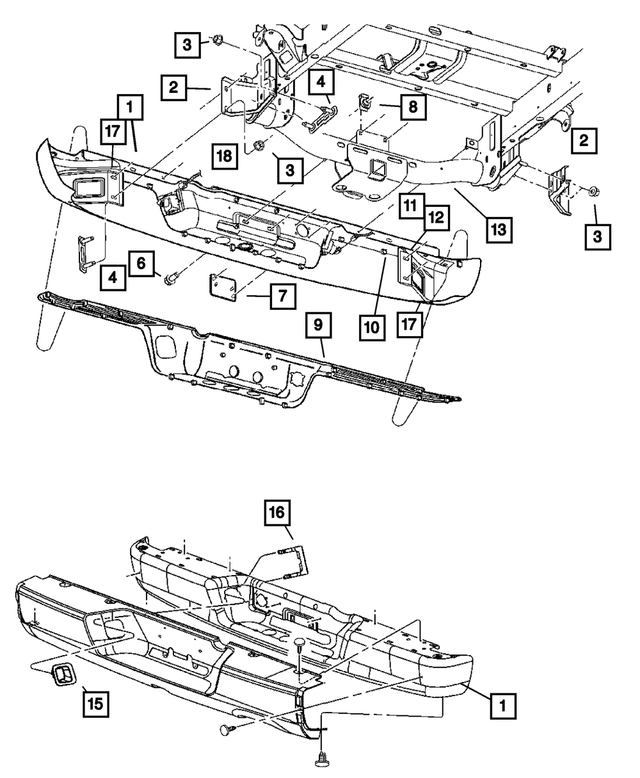 55077107AN - Frames and Bumpers: Rear Bumper for Mopar Image