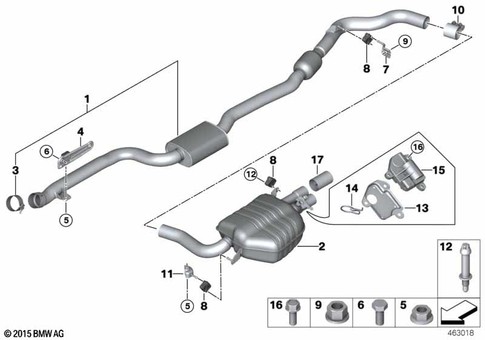 Exhaust System, Rear for 2016 BMW 330e #0