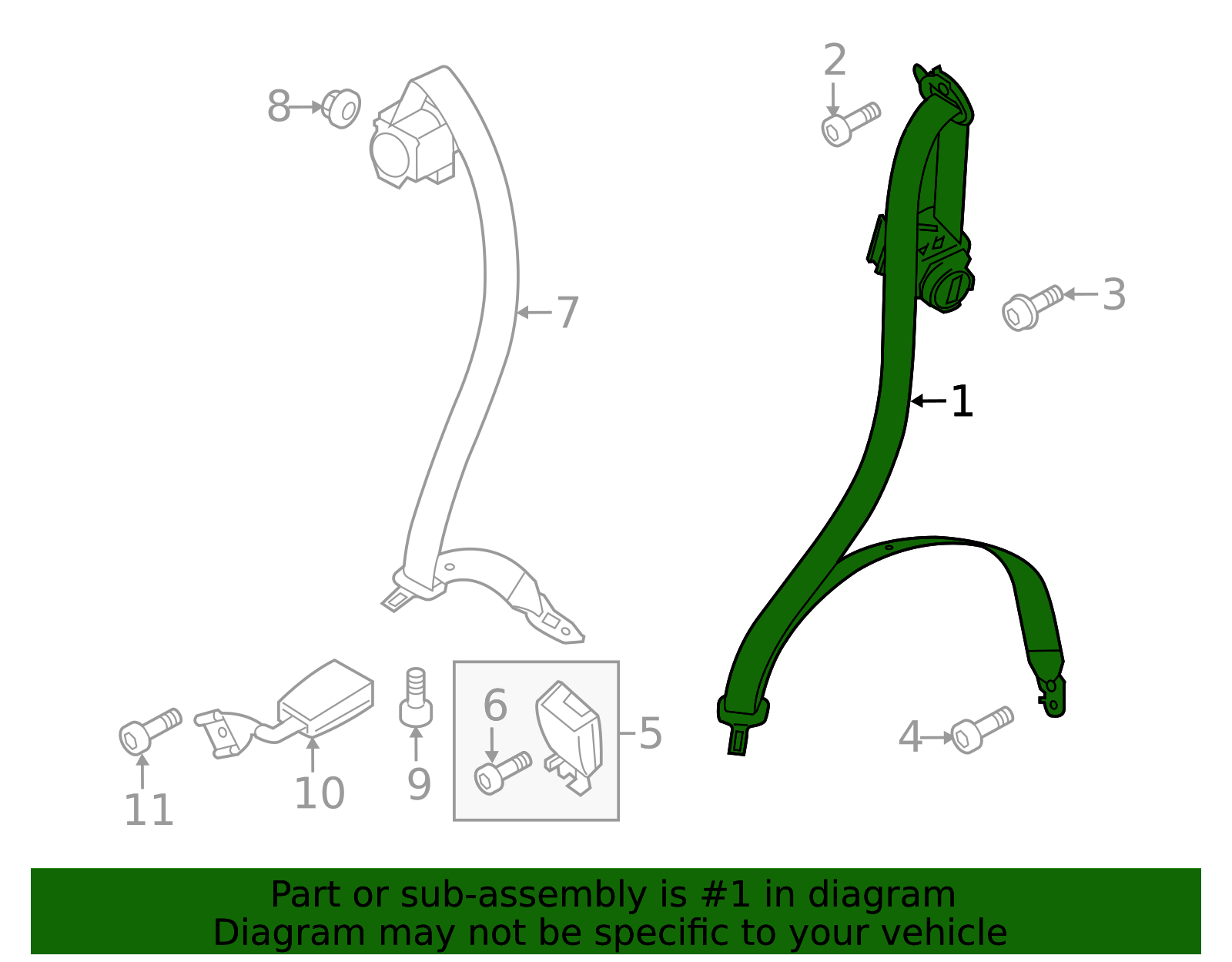 Seat Belt Lap And Shoulder Belt - Porsche (9Y0-857-806-B-OL8)