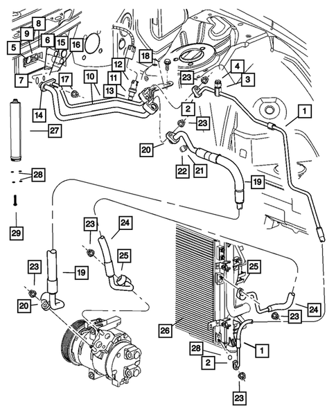 Air Conditioner and Heater Plumbing for 2013 Dodge Challenger #0