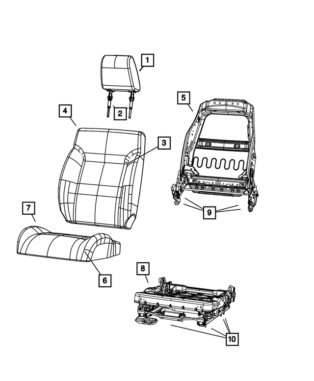 1JU131DVAA - Interior Trim: Front Seat Cushion Cover for Mopar Image