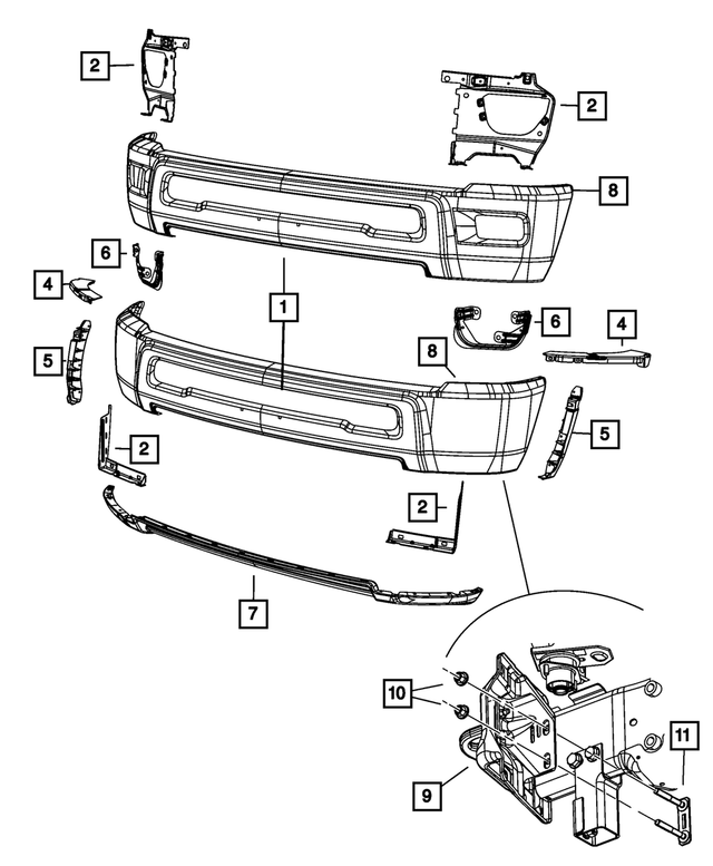 55077314AH - Frame, Bumper and Fascia: Bumper Bracket, Right for Mopar Image