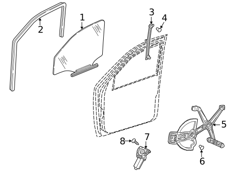 Glass - Front Door for 2002 Mercedes-Benz ML500 #0